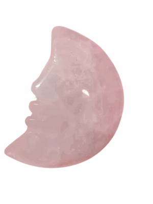 Crystal Crescent Moon with Face · Rose Quartz
