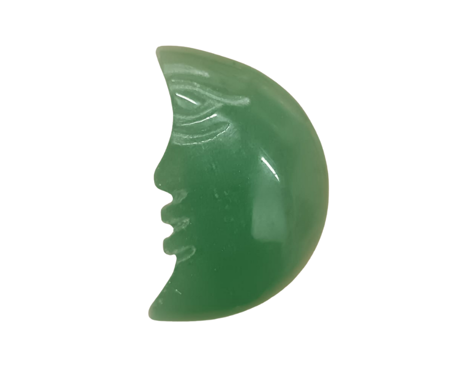 Crystal Crescent Moon with Face · Aventurine