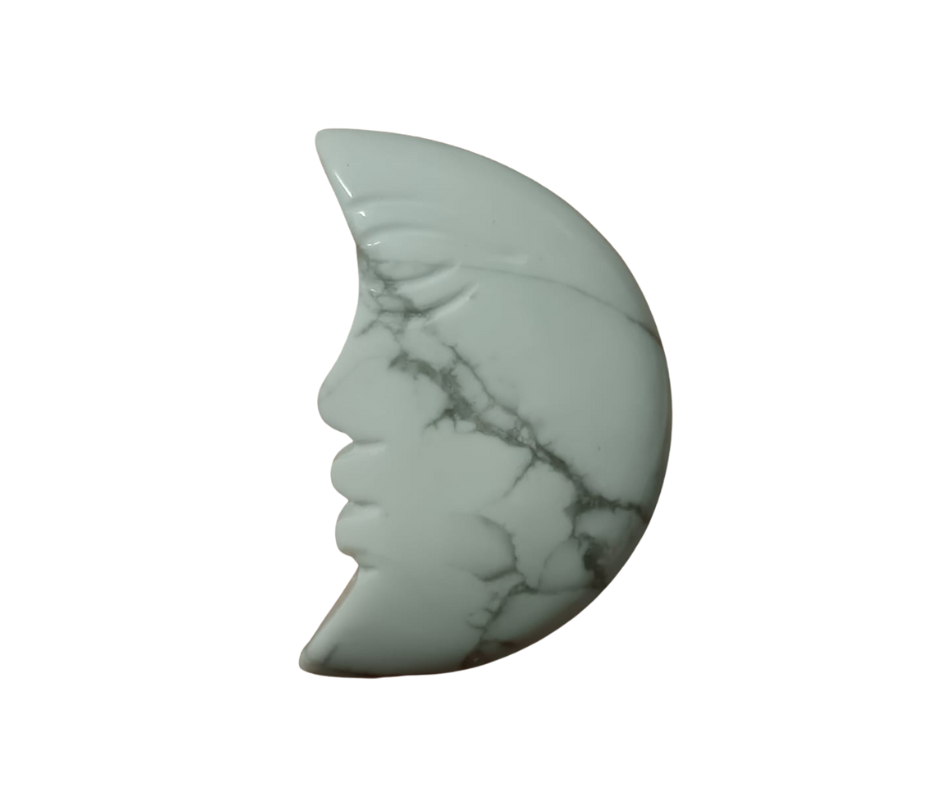 Crystal Crescent Moon with Face · Howlite