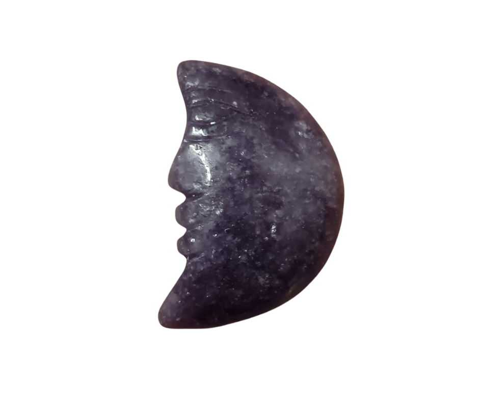 Crystal Crescent Moon with Face · Lepidolite