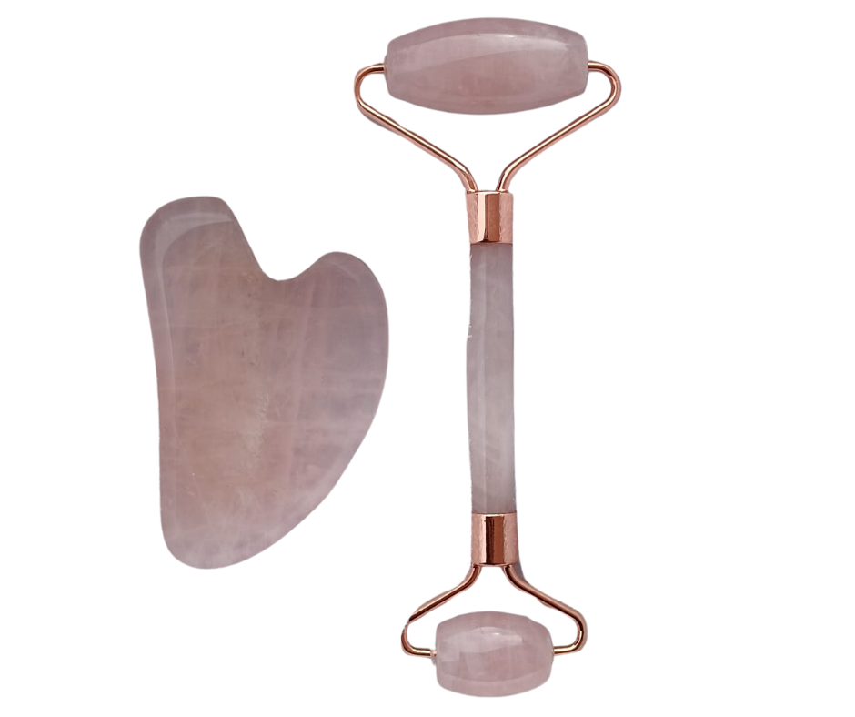 Crystal Face Roller & Gua Sha Set · Rose Quartz