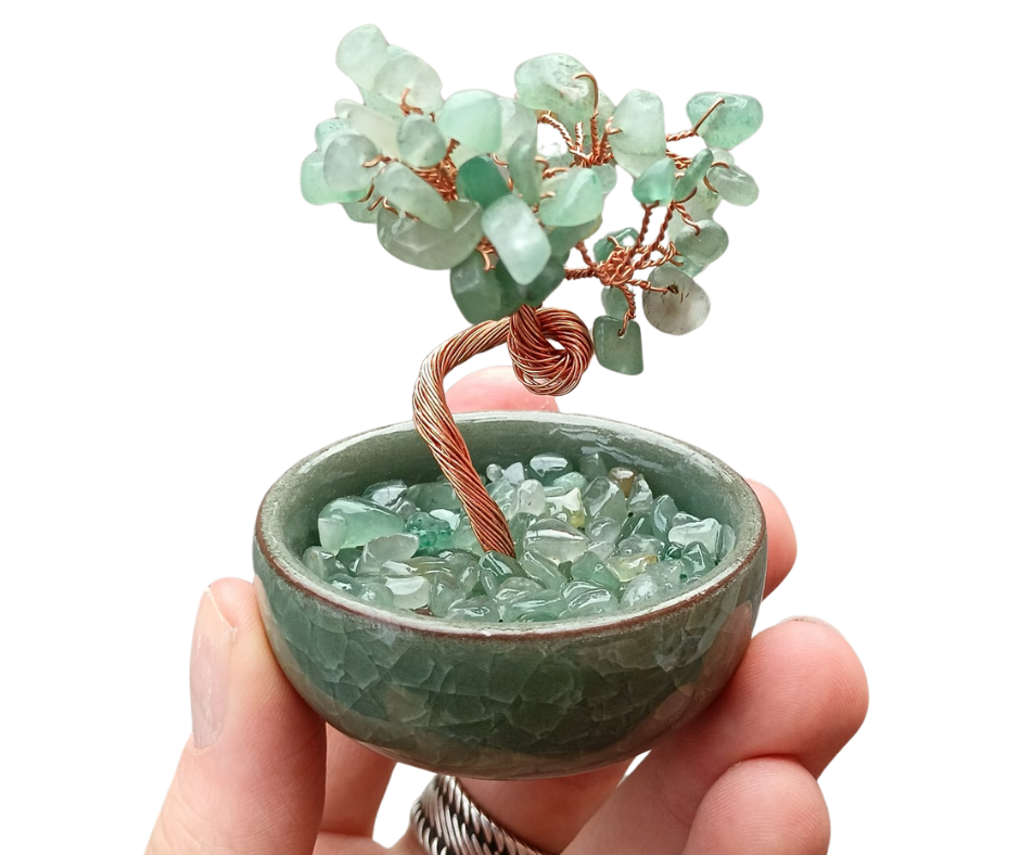 Large Crystal Tree in Terracotta Glazed Pot · Aventurine