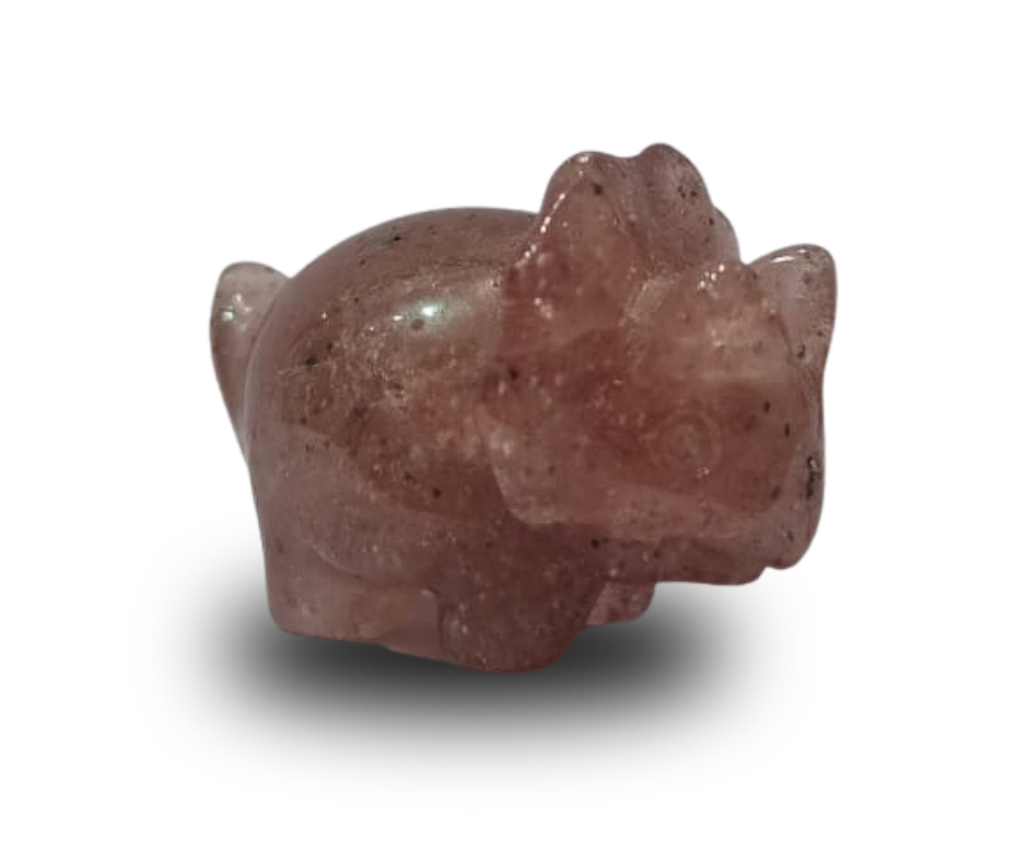 Mini Crystal Triceratops · Strawberry Quartz