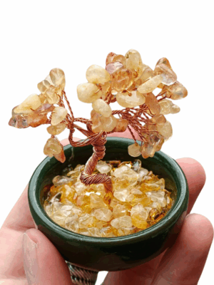 Large Crystal Tree in Terracotta Glazed Pot · Citrine