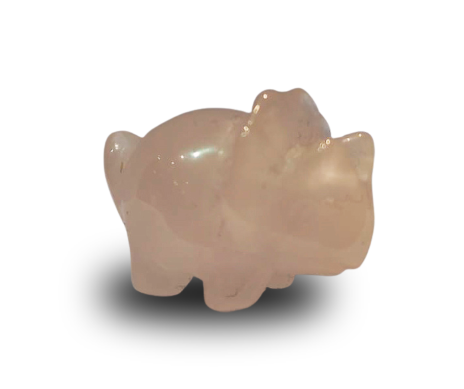 Mini Crystal Triceratops · Rose quartz