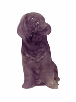Mini Crystal Dog Carving · Amethyst