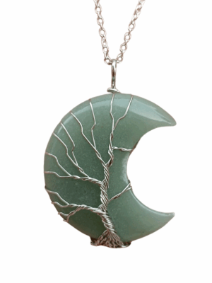 Crystal Moon Pendant with Tree of Life Wrap