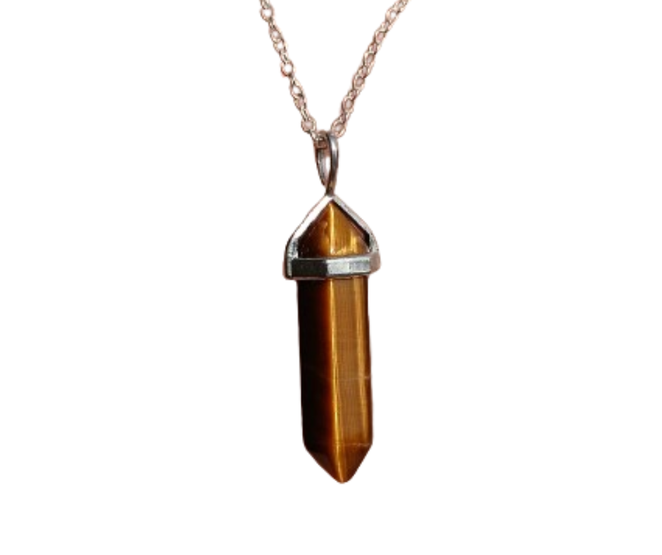 Double Terminated Crystal Pendant (popular) · Tigers eye