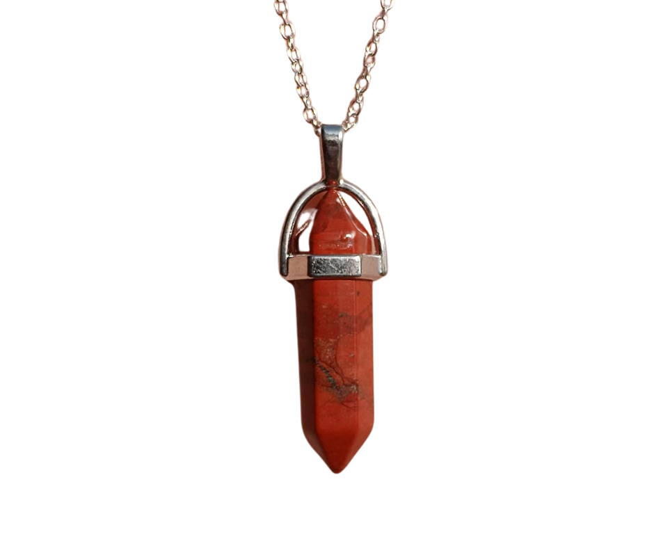 Double Terminated Crystal Pendant (popular) · Red jasper