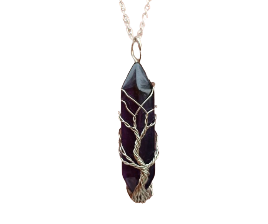 Double Terminated Crystal Tree of Life Pendant · Amethyst