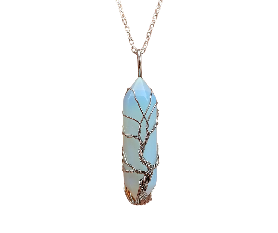 Double Terminated Crystal Tree of Life Pendant · Opalite