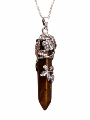 Double Terminated Crystal Rose Pendant · Tiger's eye