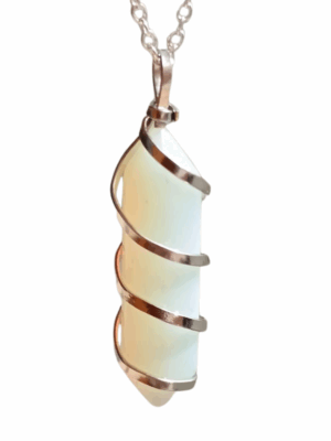 Double Terminated Crystal Pendant with Metal Swirl · Opalite