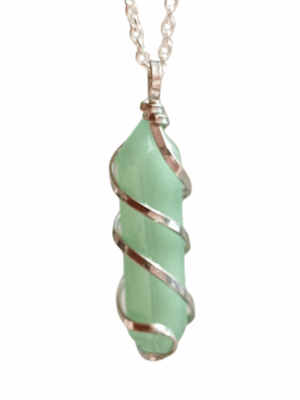 Double Terminated Crystal Pendant with Metal Swirl · Aventurine