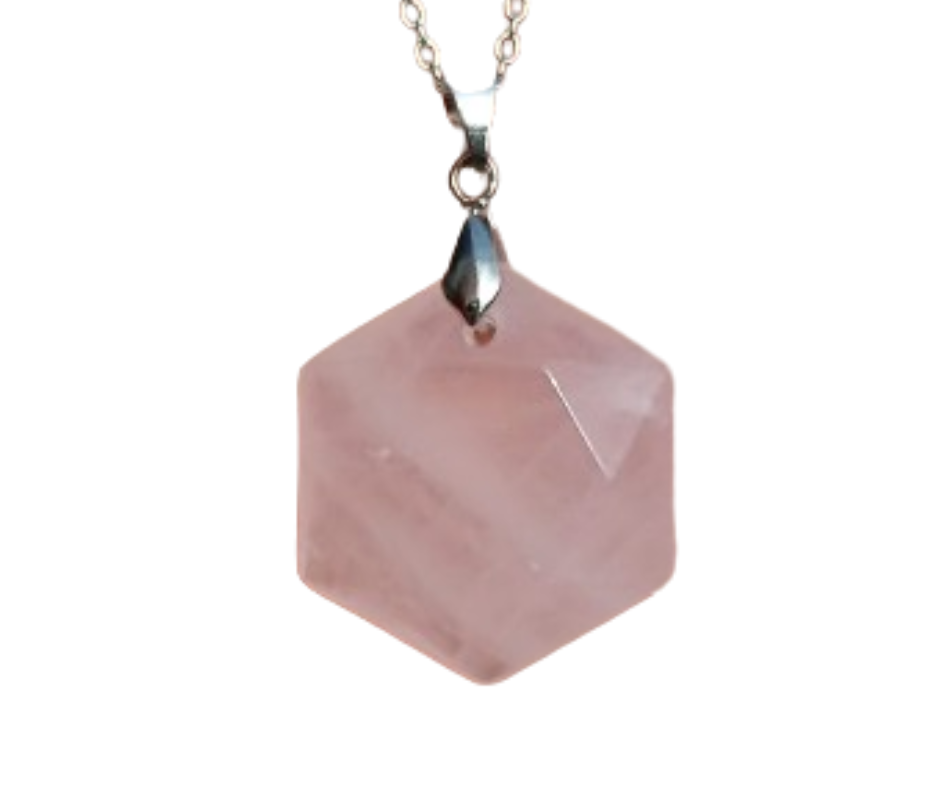 Flat Merkaba Crystal Pendant · Rose Quartz