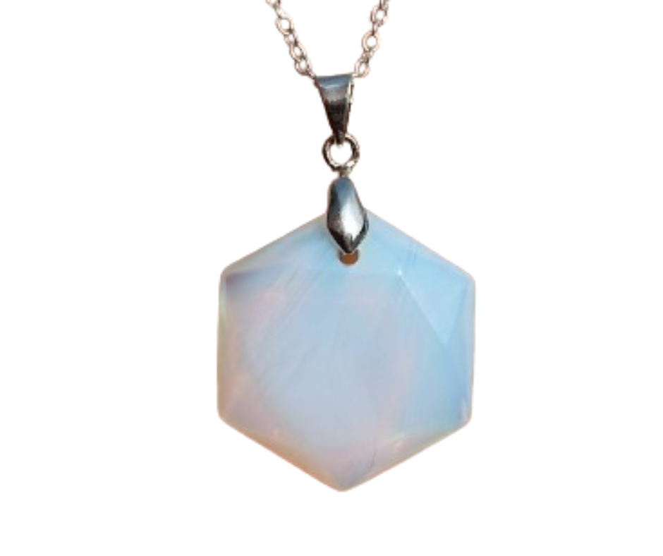 Flat Merkaba Crystal Pendant · Opalite
