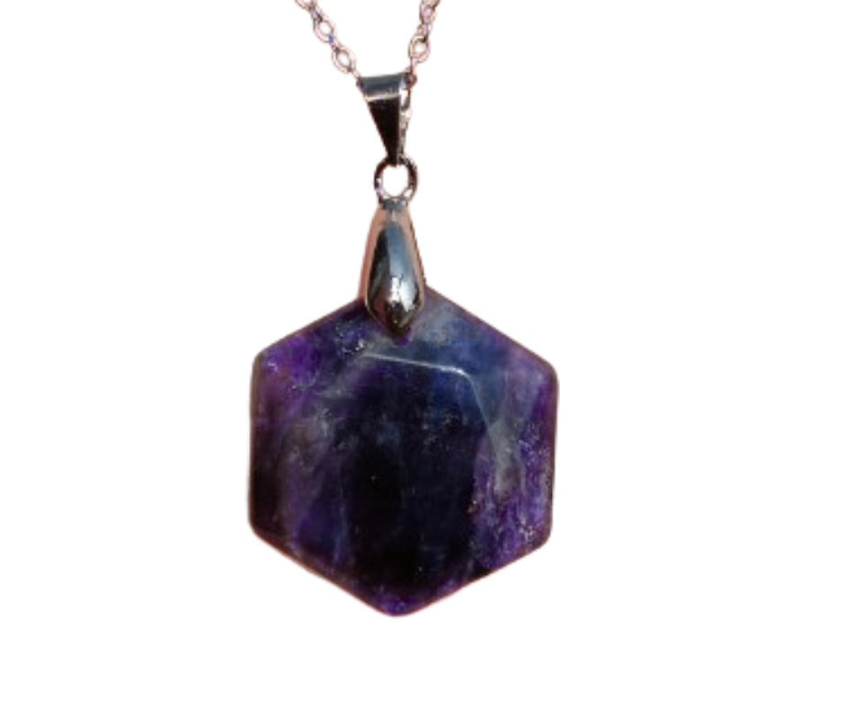 Flat Merkaba Crystal Pendant · Amethyst