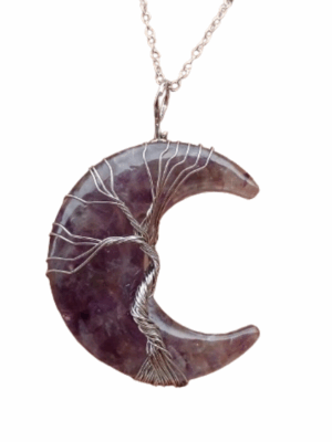Resin Moon Pendant with Crystal Chips