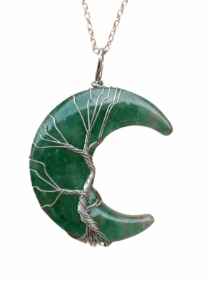 Resin Moon Pendant with Crystal Chips · Aventurine