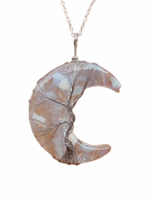 Resin Moon Pendant with Crystal Chips · Opalite