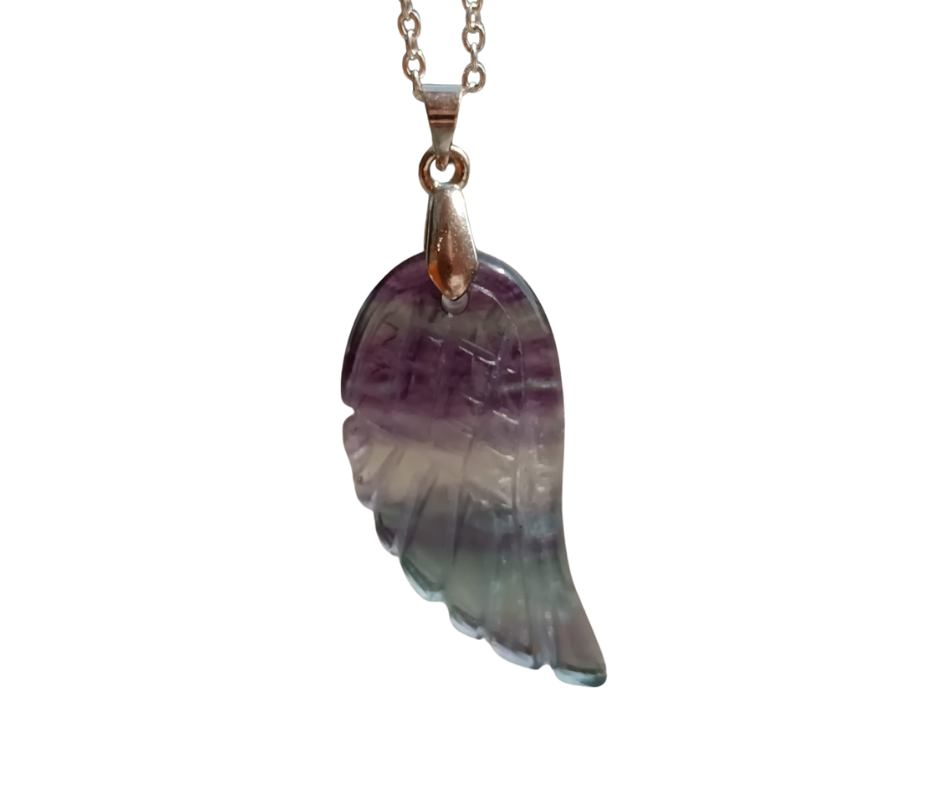 Crystal Angel Wing Pendant · Fluorite