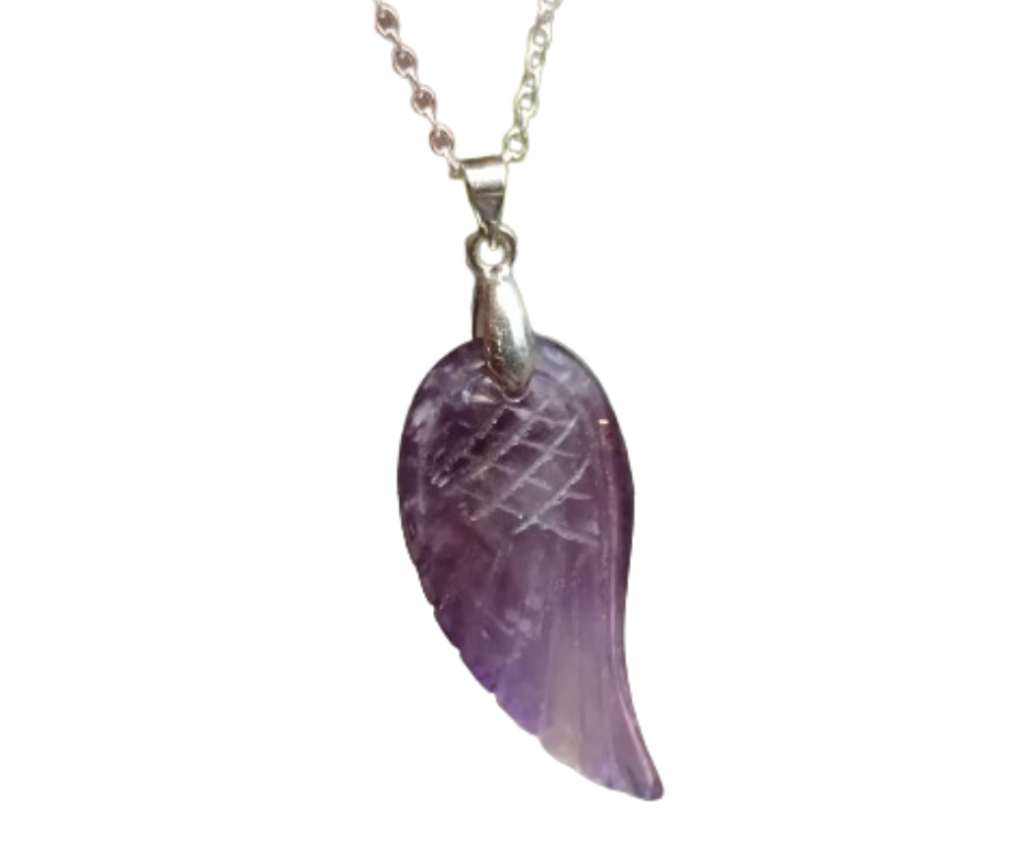 Crystal Angel Wing Pendant · Amethyst