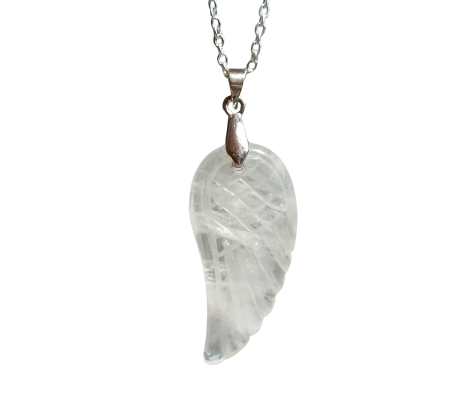 Crystal Angel Wing Pendant · Clear Quartz
