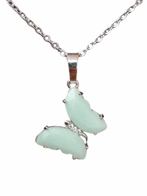 Silver Crystal Butterfly Pendant · Amazonite