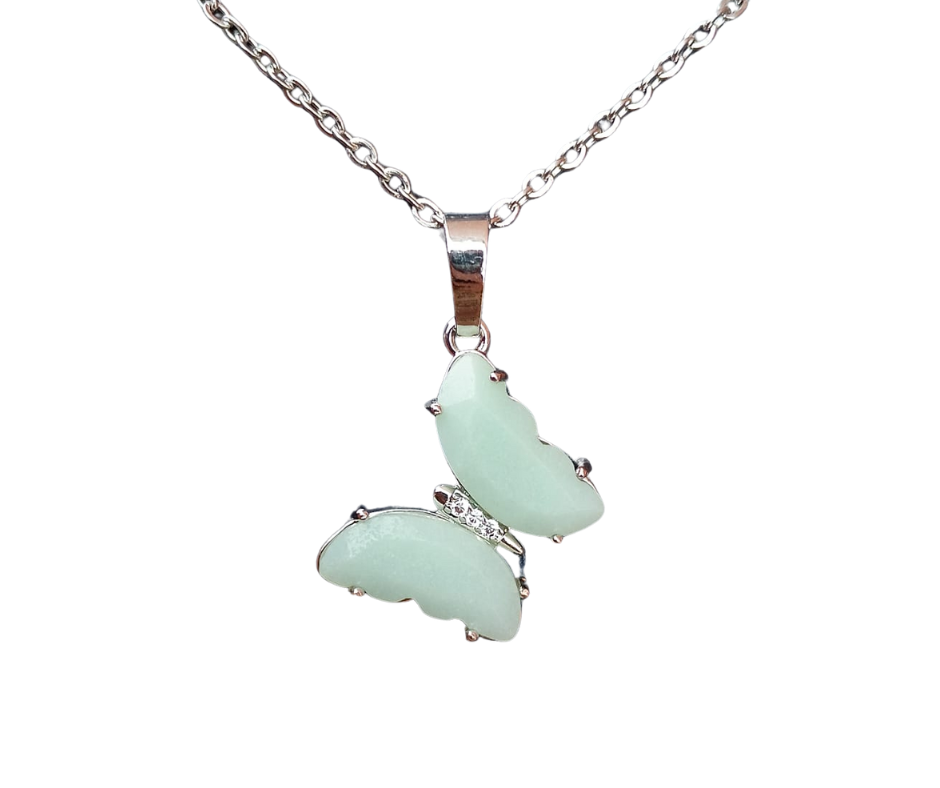 Silver Crystal Butterfly Pendant · Amazonite