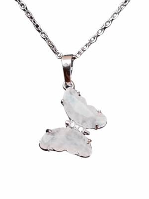 Silver Crystal Butterfly Pendant