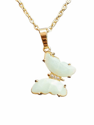 Golden Crystal Butterfly Pendant · Amazonite