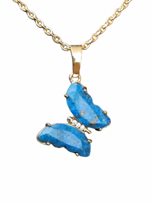 Golden Crystal Butterfly Pendant · Lapis lazuli