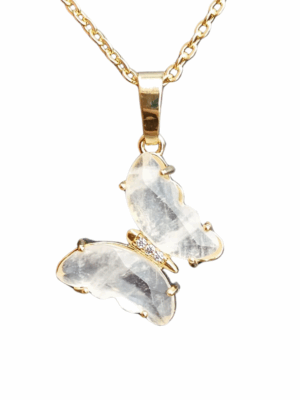 Golden Crystal Butterfly Pendant · Clear quartz