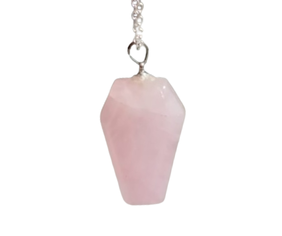 Crystal Coffin Pendant · Rose Quartz