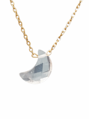 Crescent Moon Gold Crystal Pendant · Gold Clear Quartz