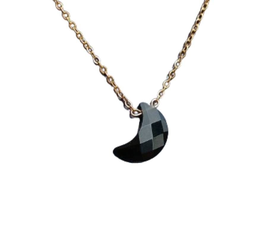 Crescent Moon Gold Crystal Pendant · Gold Obsidian