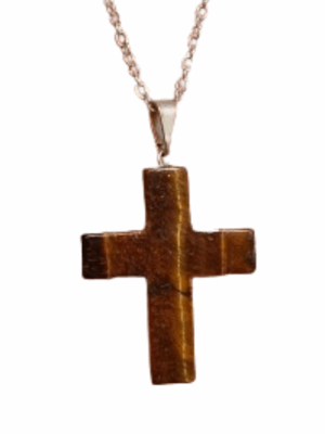 Crystal Cross Pendant · Tiger's eye