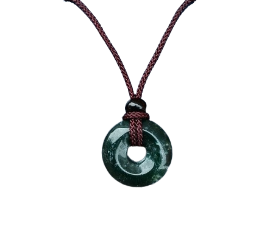Crystal Donut Pendant · Moss agate