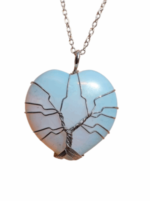 Crystal Heart Pendant with Tree of Life · Opalite