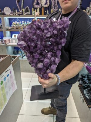 XXL Dark Amethyst Cluster on Iron Base