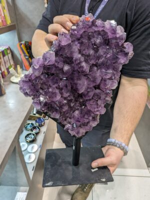 Large Amethyst Cluster on Iron Base