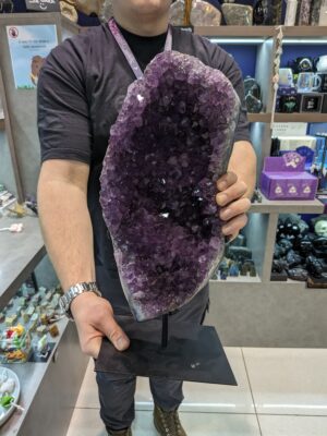 Large Amethyst Cluster on Iron Base