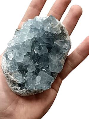 Blue Celestite Cluster (A Grade) · Over 500g+ celestite (75 per kg)