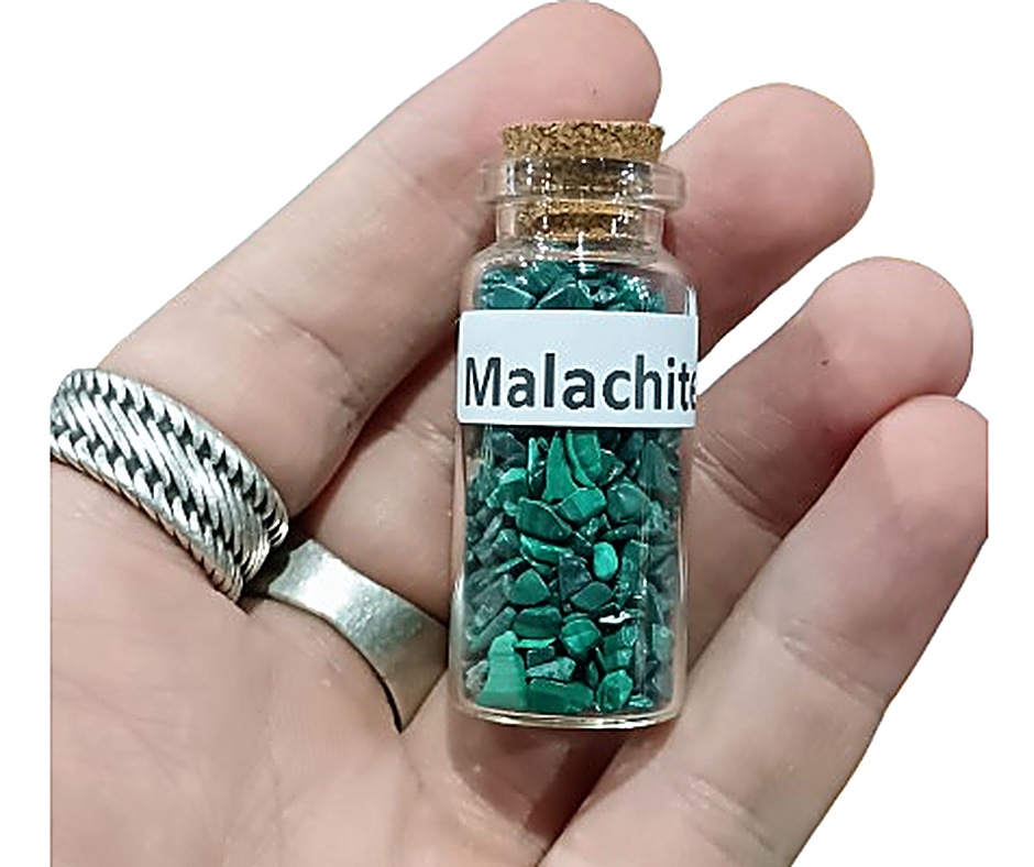 Crystal chip jar · Malachite