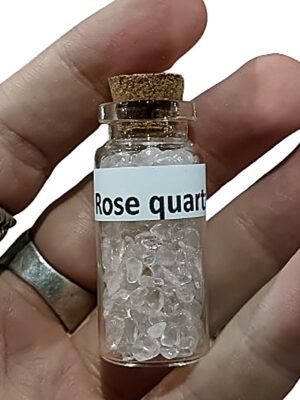 Crystal chip jar · Rose quartz