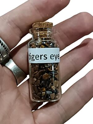 Crystal chip jar · Tiger's eye