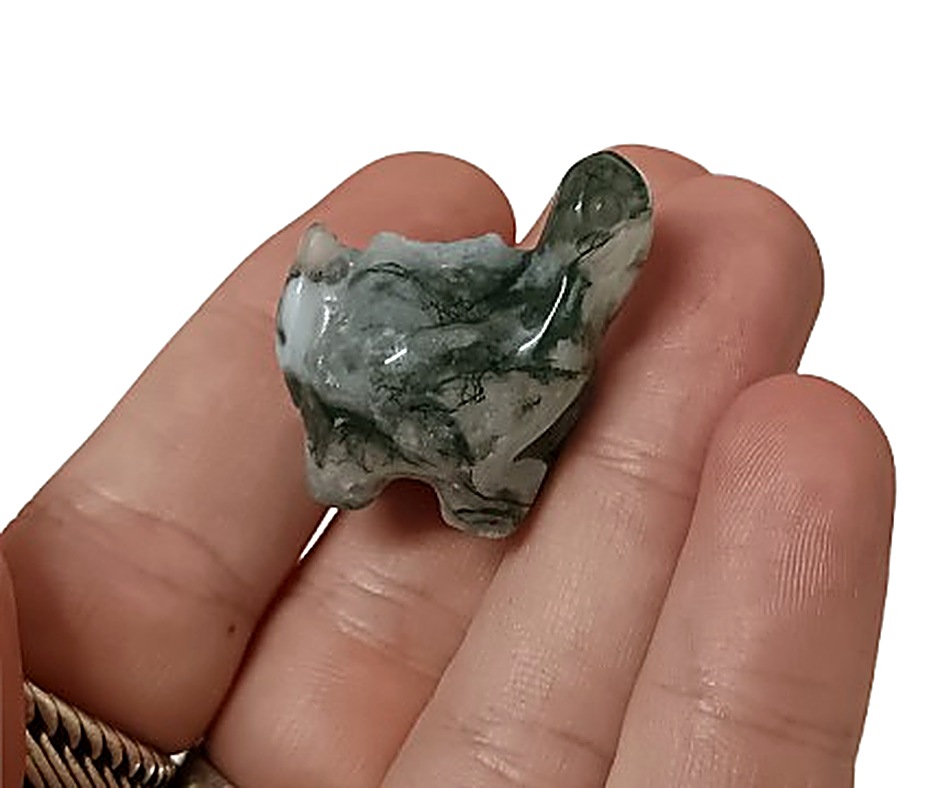 Mini Crystal Dinosaur · Moss agate