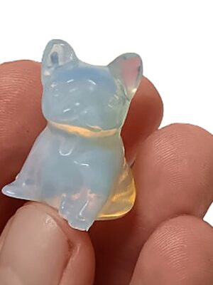 Mini Crystal Dog Carving · Opalite