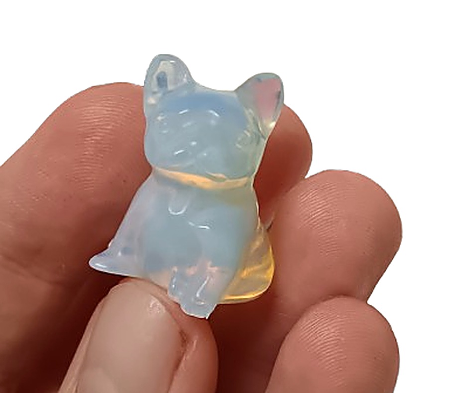 Mini Crystal Dog Carving · Opalite