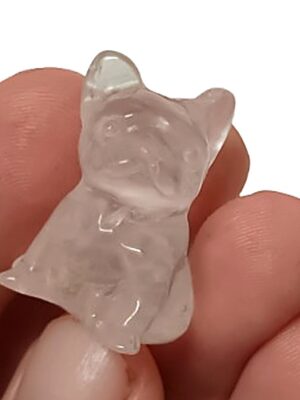 Mini Crystal Dog Carving · Rose Quartz